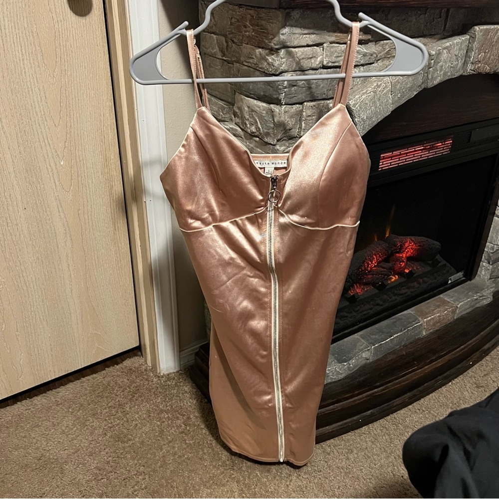 Haute Monde, L. Formal/Party dress, champagne colored! WORN ONCE!